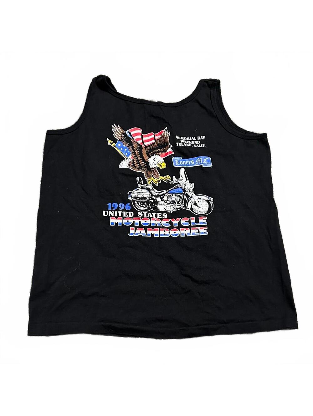 Vintage 1996 Single Stitch Black Motorcycle Streetwear Tank Size L